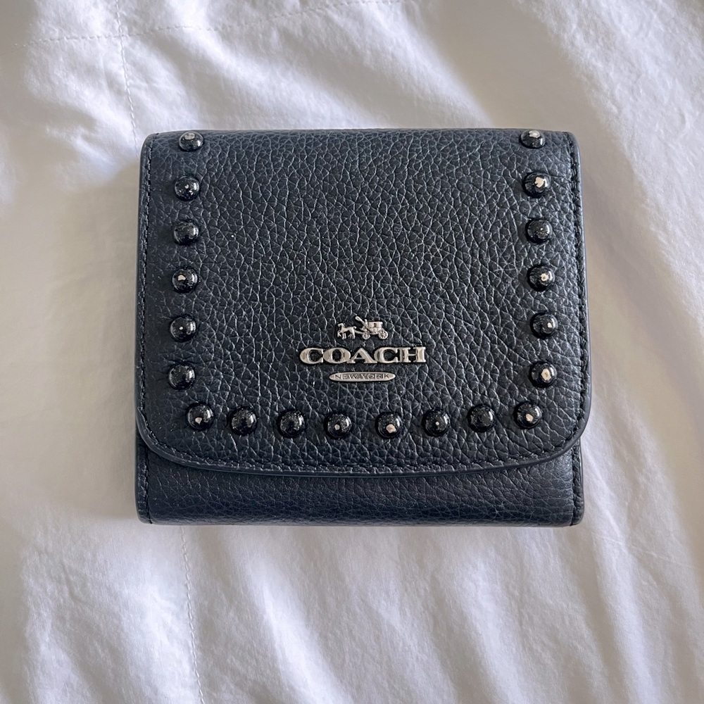 Coach rivet wallet with pewter hardware